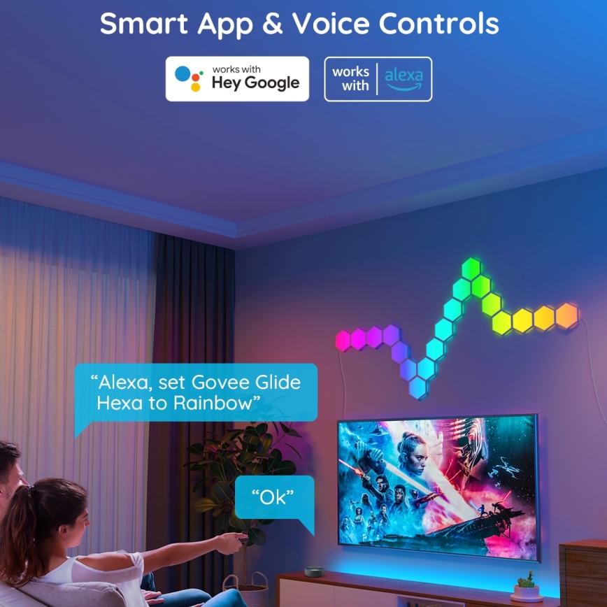 Govee - Set de extensión 2x Panel LED RGB regulable LED/7,2W/230V Wi-Fi
