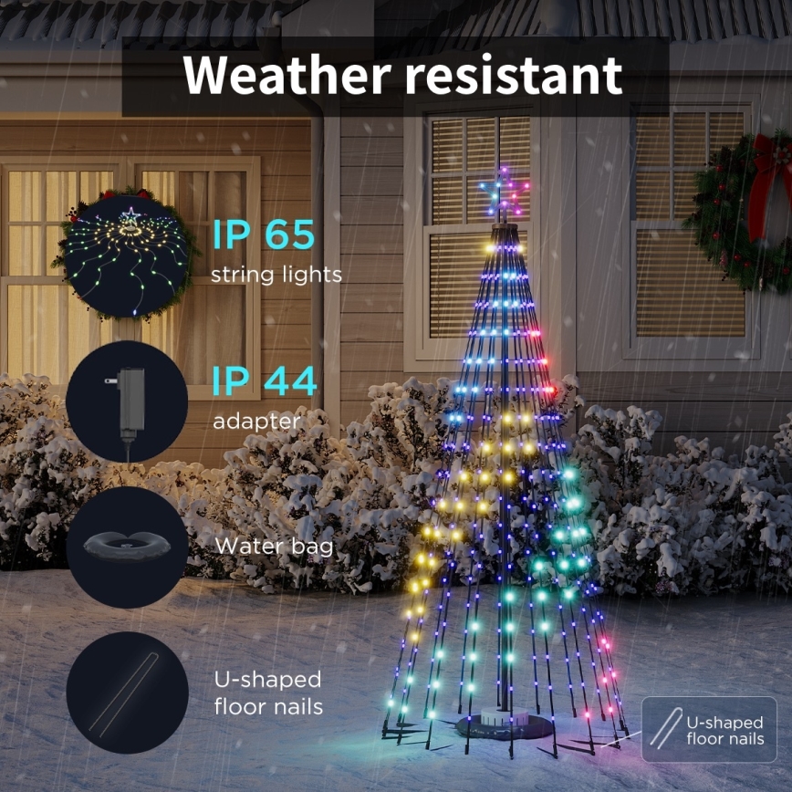 Govee - Árbol de Navidad LED RGBIC con estrella, 15 W, 230 V, IP65, 1,8 m, compatible con Matter y Wi‑Fi