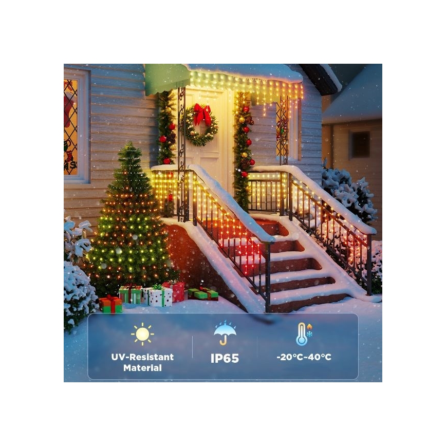 Govee - LED RGBIC Cadena de exterior Inteligente Carámbanos 10m Wi-Fi Matter IP65