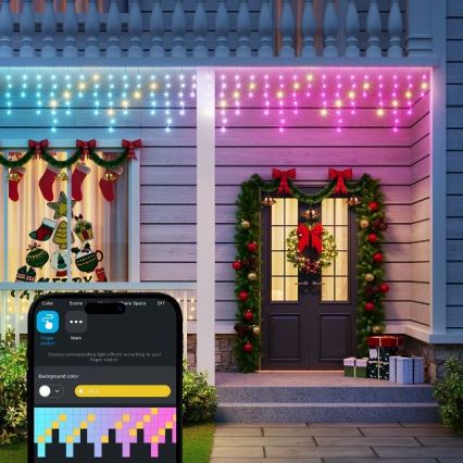 Govee - LED RGBIC Cadena de exterior Inteligente Carámbanos 10m Wi-Fi Matter IP65