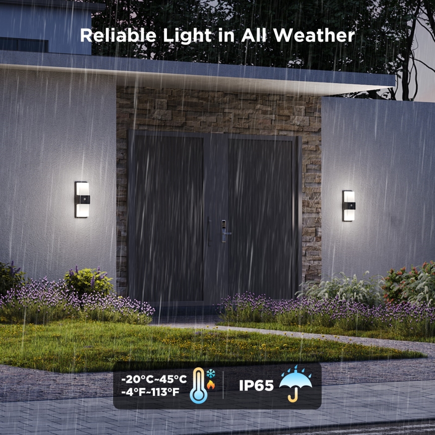 Govee - Aplique de pared exterior LED RGBIC regulable con sensor LED/230V IP65 2700-6500K Wi-Fi