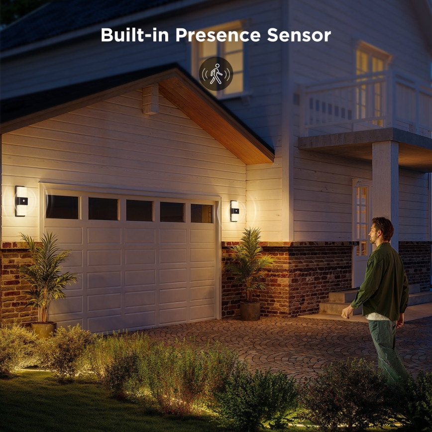 Govee - Aplique de pared exterior LED RGBIC regulable con sensor LED/230V IP65 2700-6500K Wi-Fi