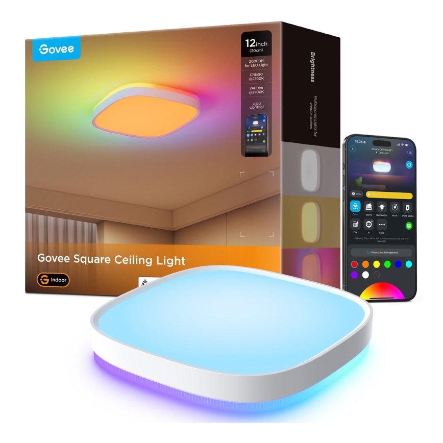 Govee - LED RGBIC Plafón regulable LED/24W/230V 2700-6500K Wi-Fi