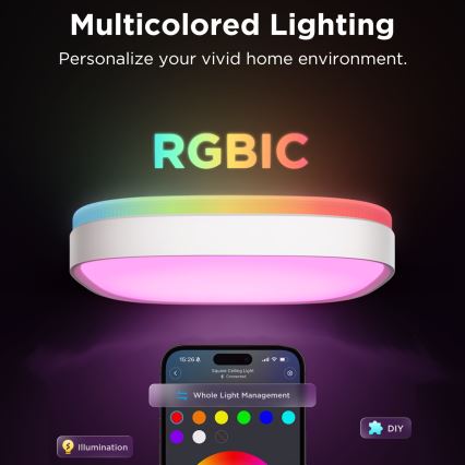 Govee - LED RGBIC Plafón regulable LED/24W/230V 2700-6500K Wi-Fi