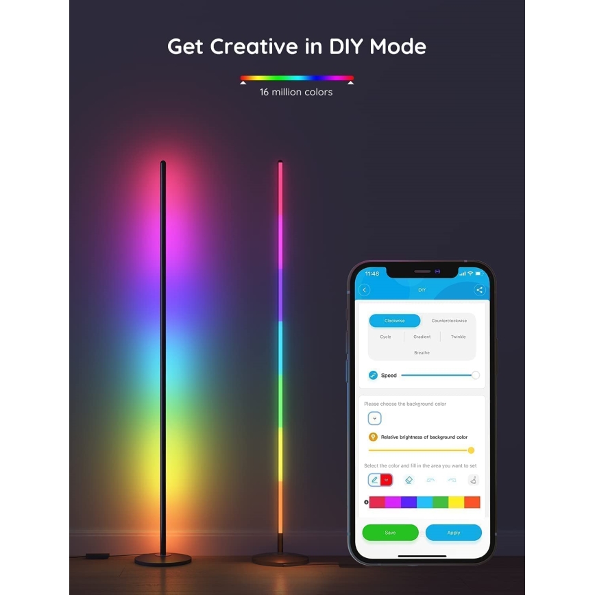 Govee - LED RGBW Lámpara de pie regulable LITE MATTER LED/24W/230V Wi-Fi