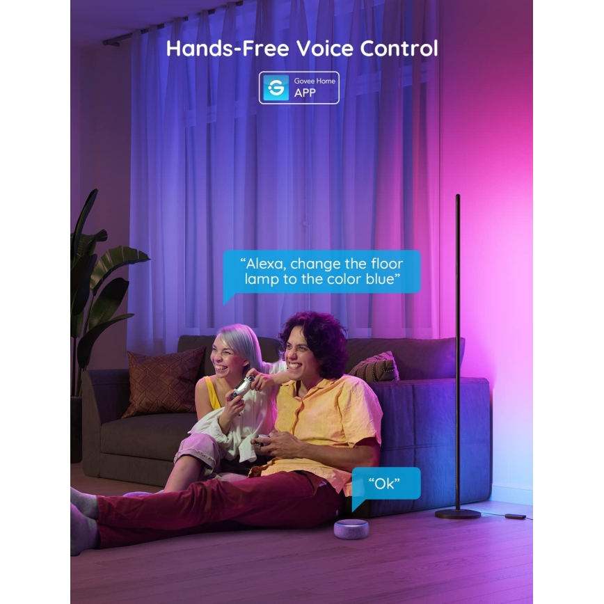 Govee - LED RGBW Lámpara de pie regulable LITE MATTER LED/24W/230V Wi-Fi