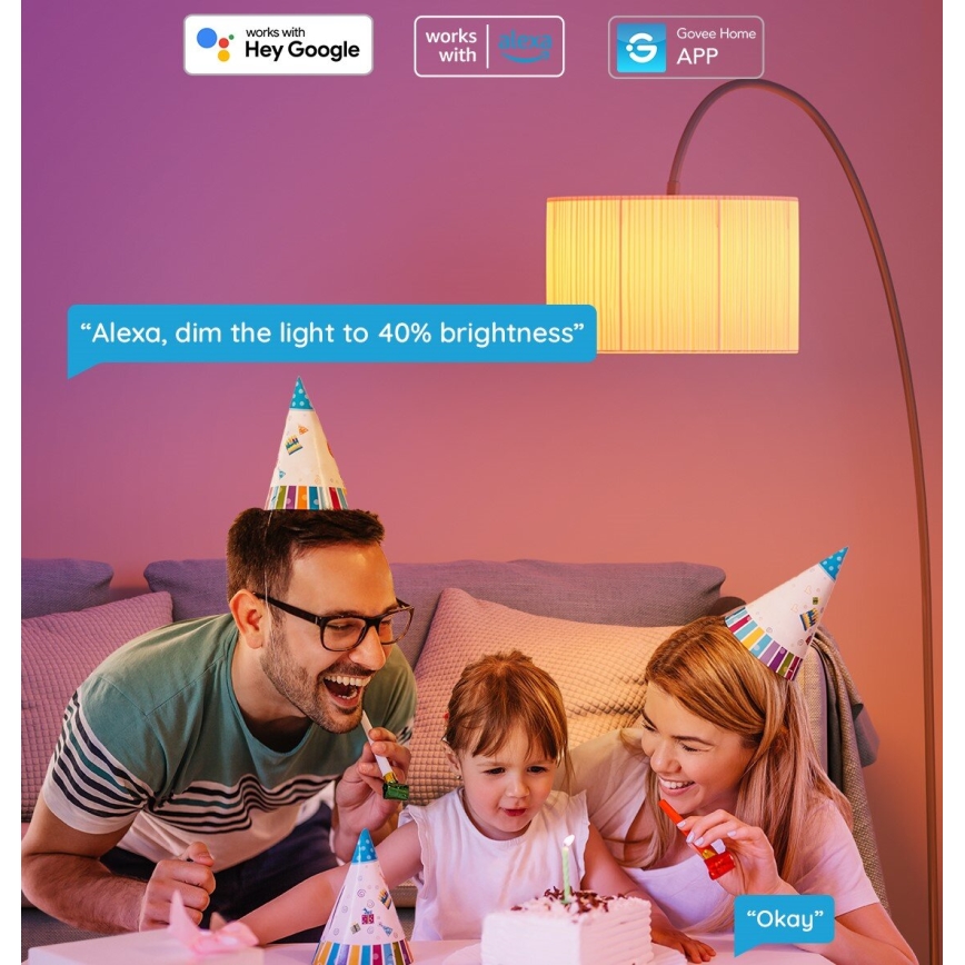 Govee - LED RGBWW Bombilla Inteligente E27/12W/230V 2700-6500K Wi-Fi