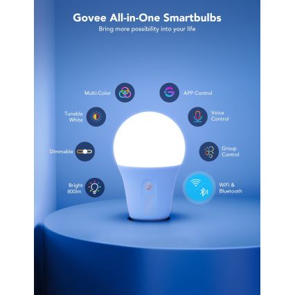 Govee - LED RGBWW Bombilla Inteligente E27/9W/230V 2700-6500K Wi-Fi