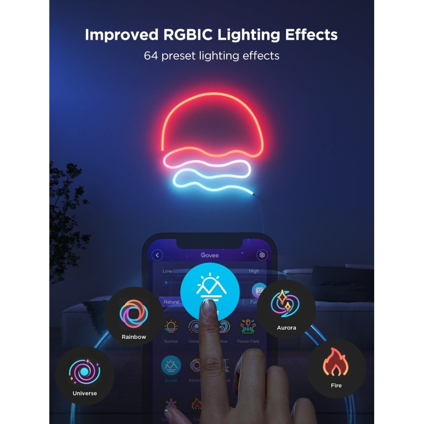 Govee - Neon 2 MATTER tira LED flexible 3 m RGBIC Wi-Fi