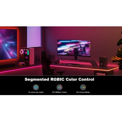 Govee - Neón LED retroiluminación de mesa 3m RGBIC Wi-Fi
