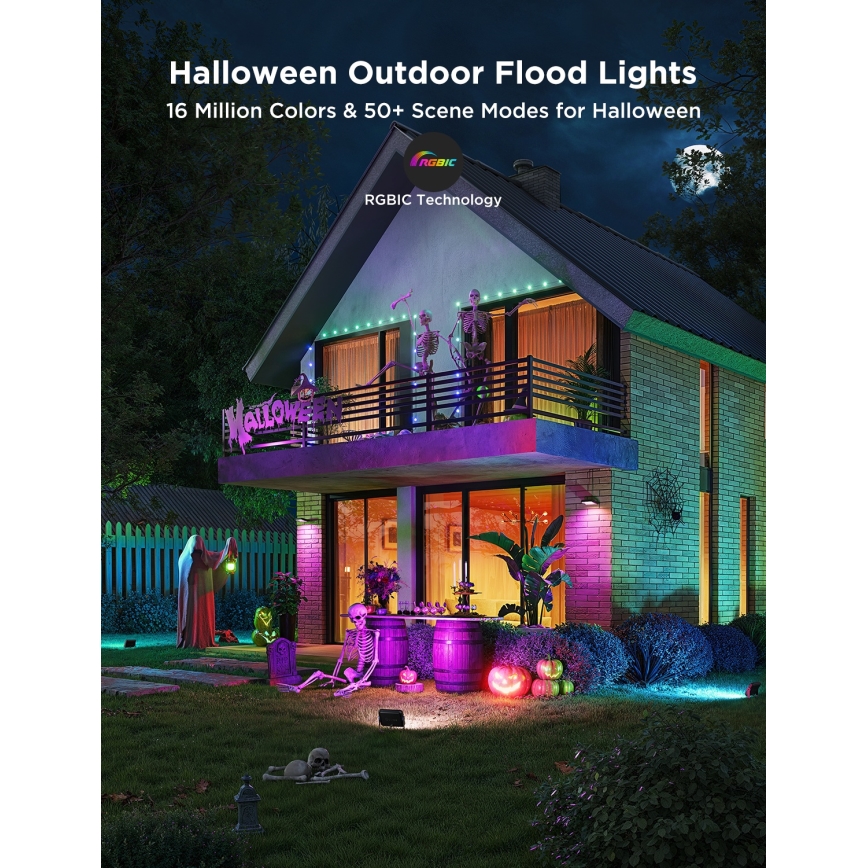 Govee - Set de 4 reflectores LED RGBICWW regulables LED/24W/230V IP66 acabado mate Wi‑Fi