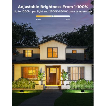 Govee - Set de 4 reflectores LED RGBICWW regulables LED/24W/230V IP66 acabado mate Wi‑Fi