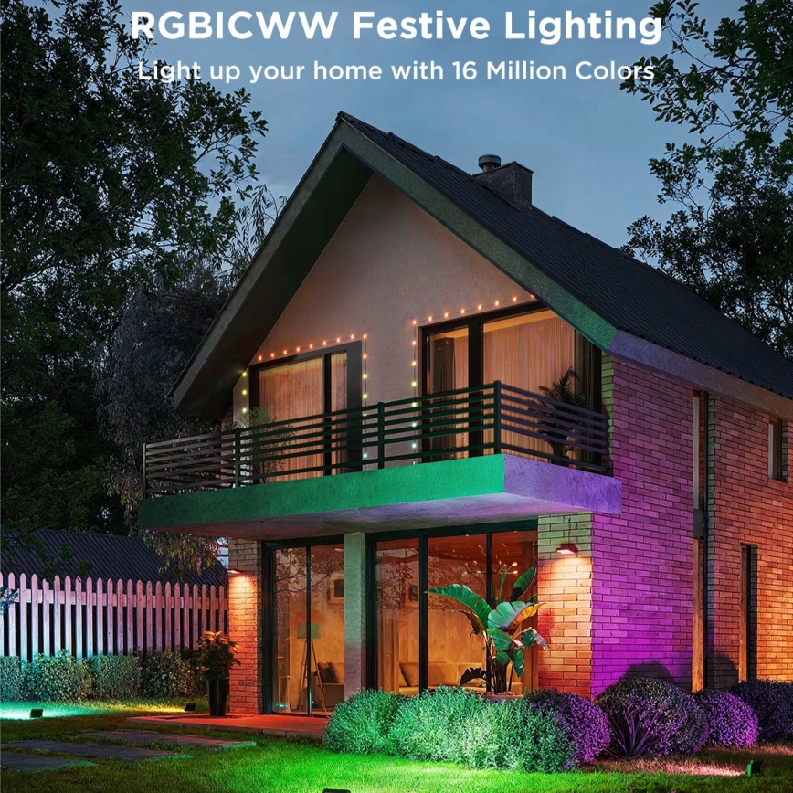 Govee - Set de 4 reflectores LED RGBICWW regulables LED/24W/230V IP66 acabado mate Wi‑Fi