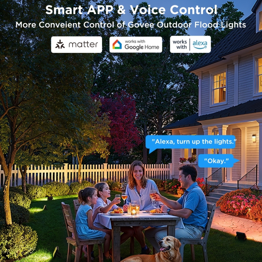 Govee - Set de 4 reflectores LED RGBICWW regulables LED/24W/230V IP66 acabado mate Wi‑Fi