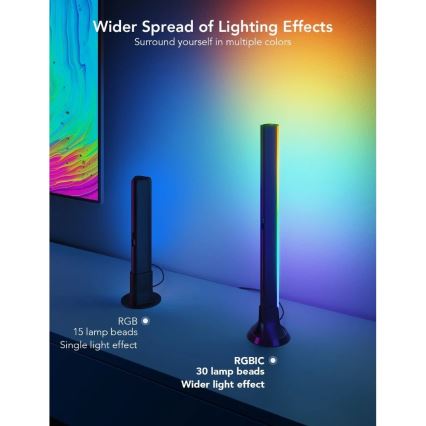 Govee - Panel LED RGBIC SMART 38cm para TV 43-75 - 2 unidades Wi-Fi