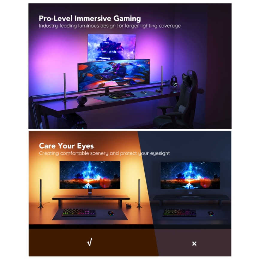 Govee - Paneles LED Gaming WiFi inteligentes + Controlador Smart Dual blanco Wi‑Fi