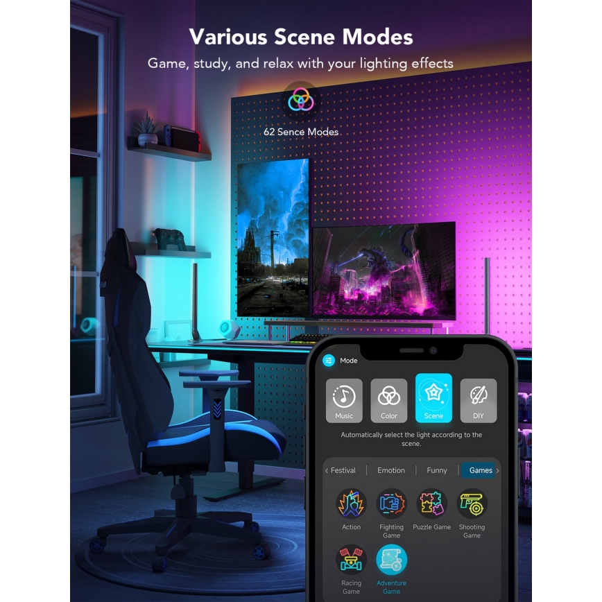 Govee - Paneles LED Gaming WiFi inteligentes + Controlador Smart Dual blanco Wi‑Fi