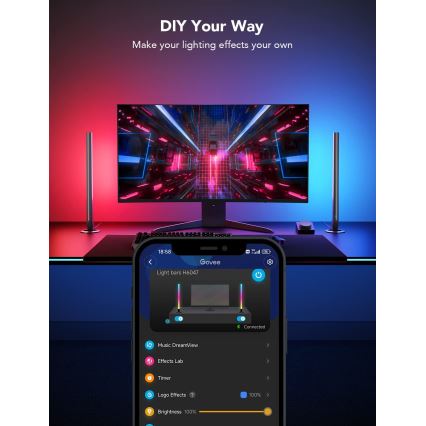 Govee - Paneles LED Gaming WiFi inteligentes + Controlador Smart Dual blanco Wi‑Fi