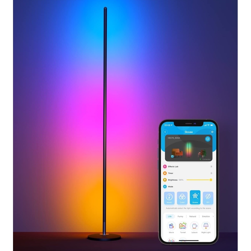 Govee - RGBICW Lámpara de pie inteligente de esquina Wi-Fi