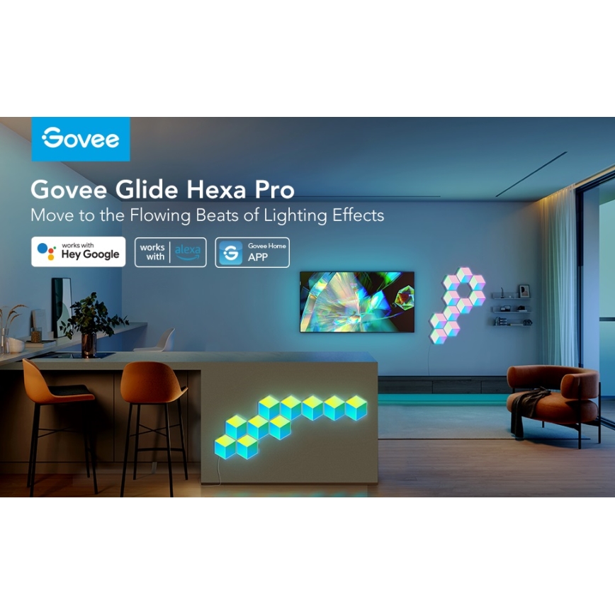 Govee - SET 10x Lámpara LED Glide Hexa Pro LED Inteligente RGBIC Wi-Fi