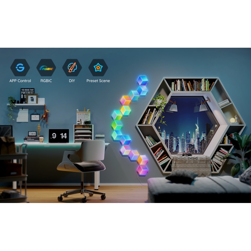 Govee - SET 10x Lámpara LED Glide Hexa Pro LED Inteligente RGBIC Wi-Fi