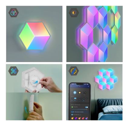 Govee - SET 10x Lámpara LED Glide Hexa Pro LED Inteligente RGBIC Wi-Fi