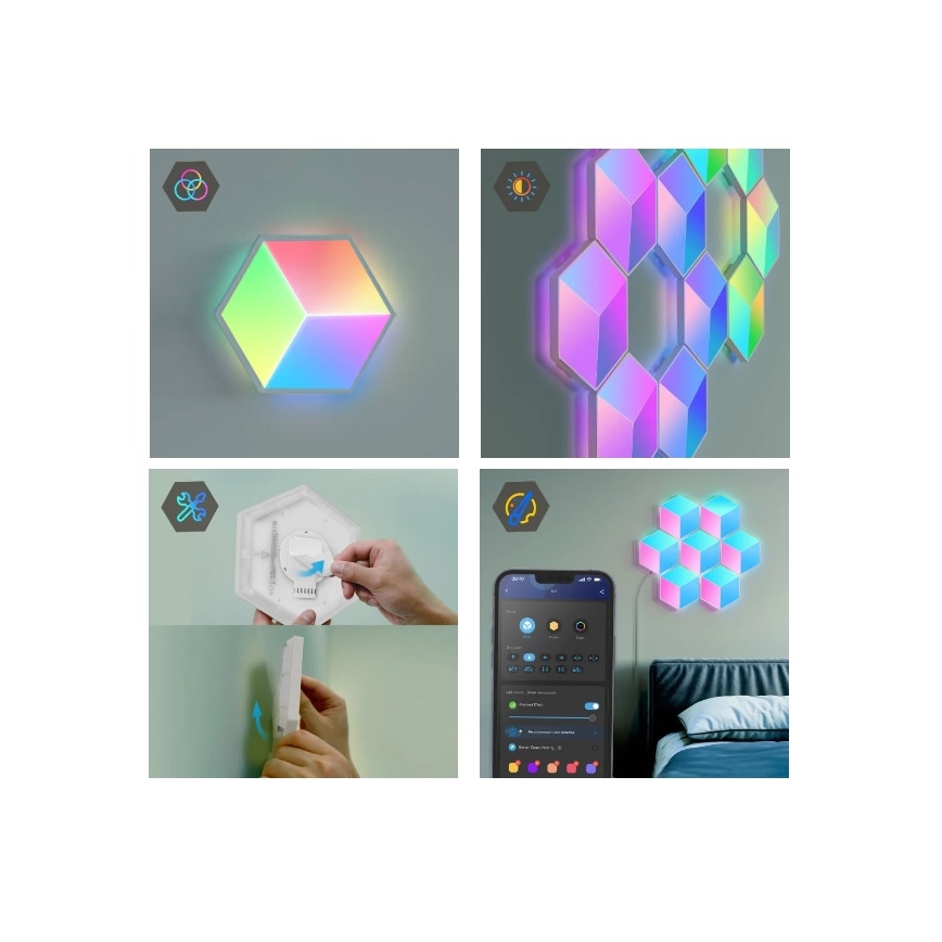 Govee - SET 10x Lámpara LED Glide Hexa Pro LED Inteligente RGBIC Wi-Fi