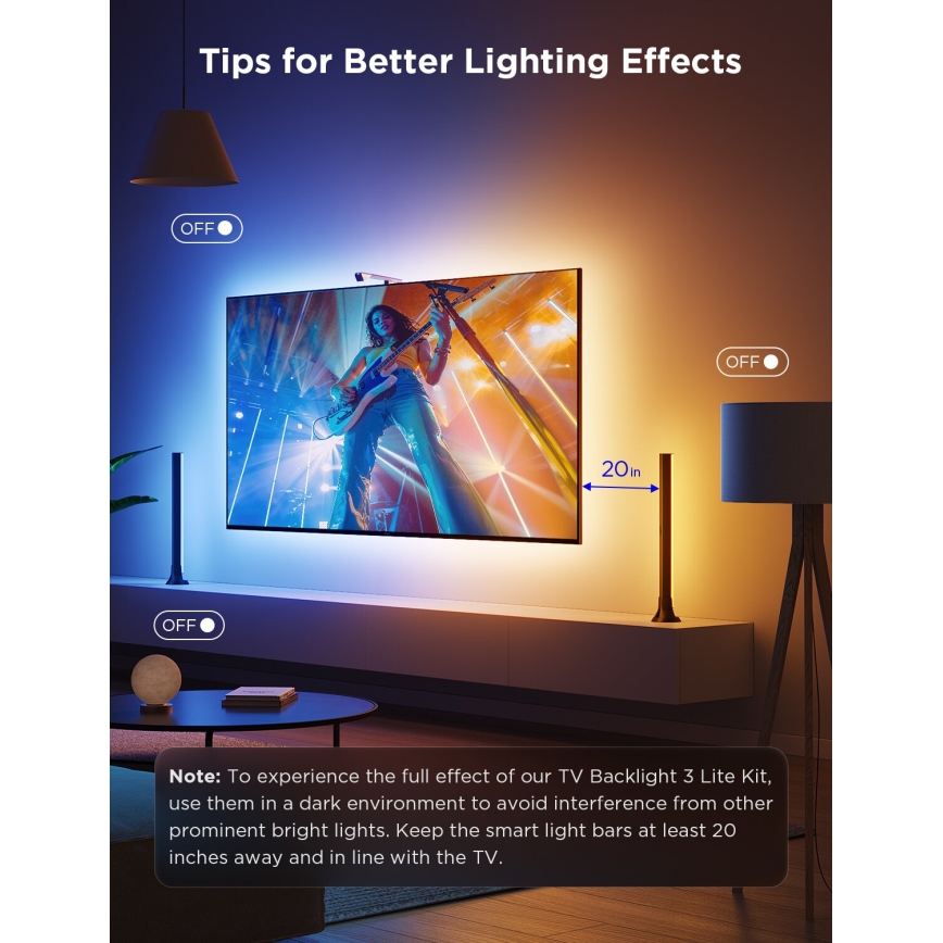 Govee - SET 2x Iluminación trasera TV 55-65" Iluminación LED SMART RGBICW Wi-Fi
