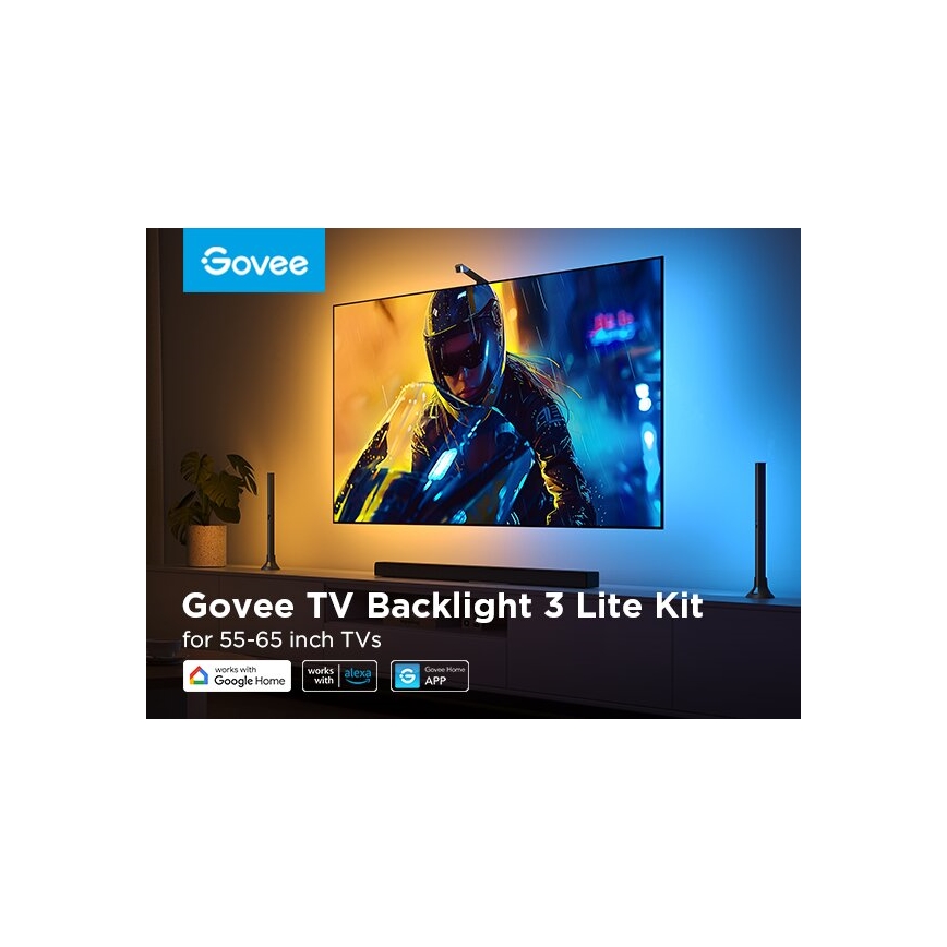 Govee - SET 2x Iluminación trasera TV 55-65" Iluminación LED SMART RGBICW Wi-Fi