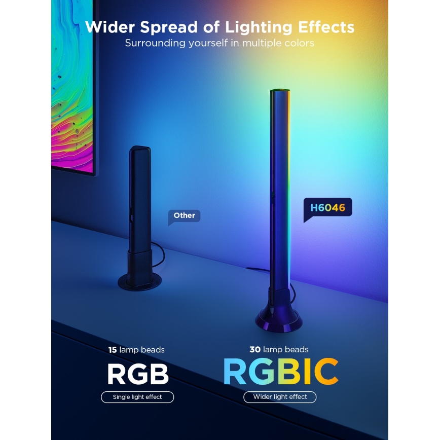 Govee - SET 2x Iluminación trasera TV 55-65" Iluminación LED SMART RGBICW Wi-Fi