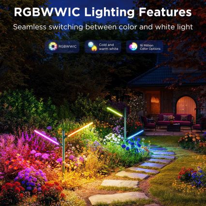 Govee - SET 2x LED RGBICWW Lámpara exterior regulable LED/18W/230V IP66 2700-6500K Wi-Fi