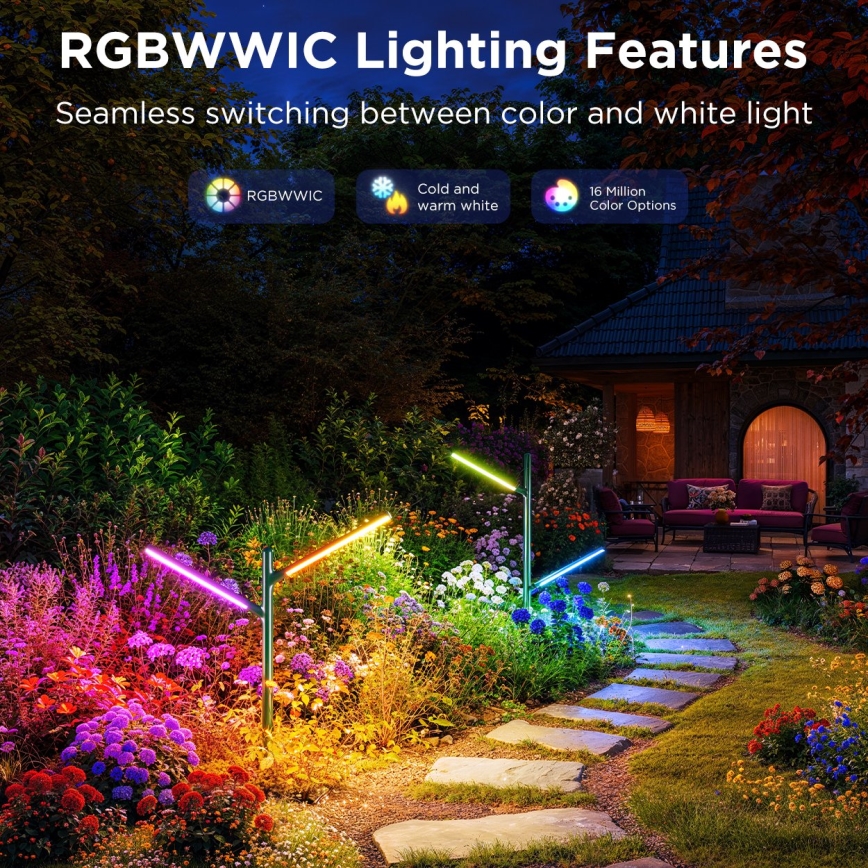 Govee - SET 2x LED RGBICWW Lámpara exterior regulable LED/18W/230V IP66 2700-6500K Wi-Fi