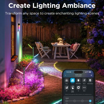 Govee - SET 2x LED RGBICWW Lámpara exterior regulable LED/18W/230V IP66 2700-6500K Wi-Fi