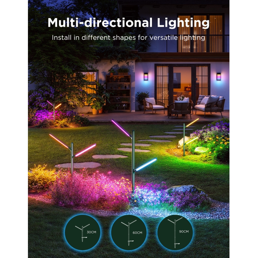 Govee - SET 2x LED RGBICWW Lámpara exterior regulable LED/18W/230V IP66 2700-6500K Wi-Fi