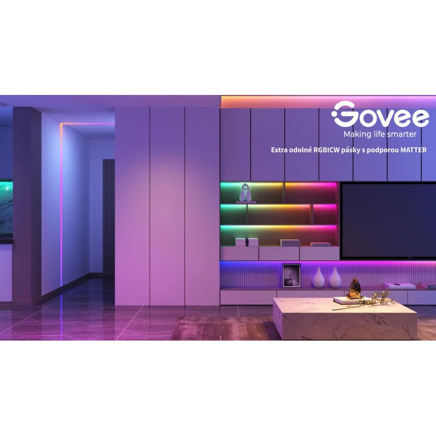Govee - Tira LED SMART PRO RGBICW Wi-Fi 10m MATTER - extra duradera