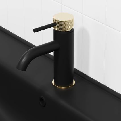 Grifo de lavabo ANHOLT 15,6 cm negro/latón