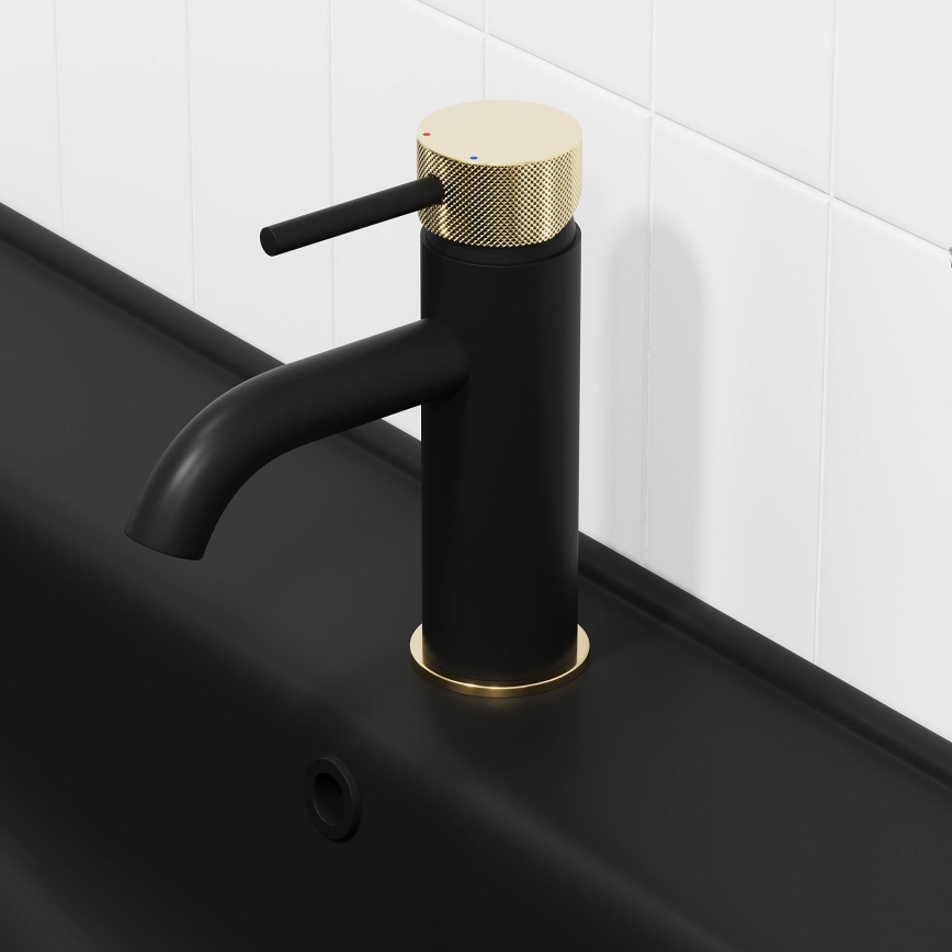 Grifo de lavabo ANHOLT 15,6 cm negro/latón