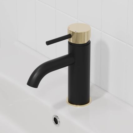 Grifo de lavabo ANHOLT 15,6 cm negro/latón