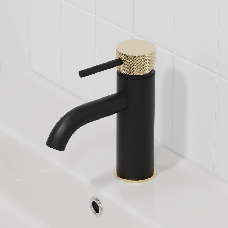 Grifo de lavabo ANHOLT 15,6 cm negro/latón