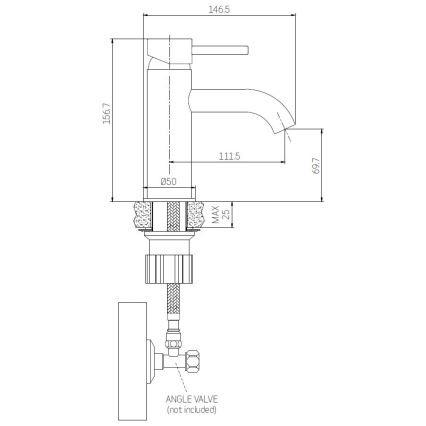Grifo de lavabo ANHOLT 15,6 cm, negro mate