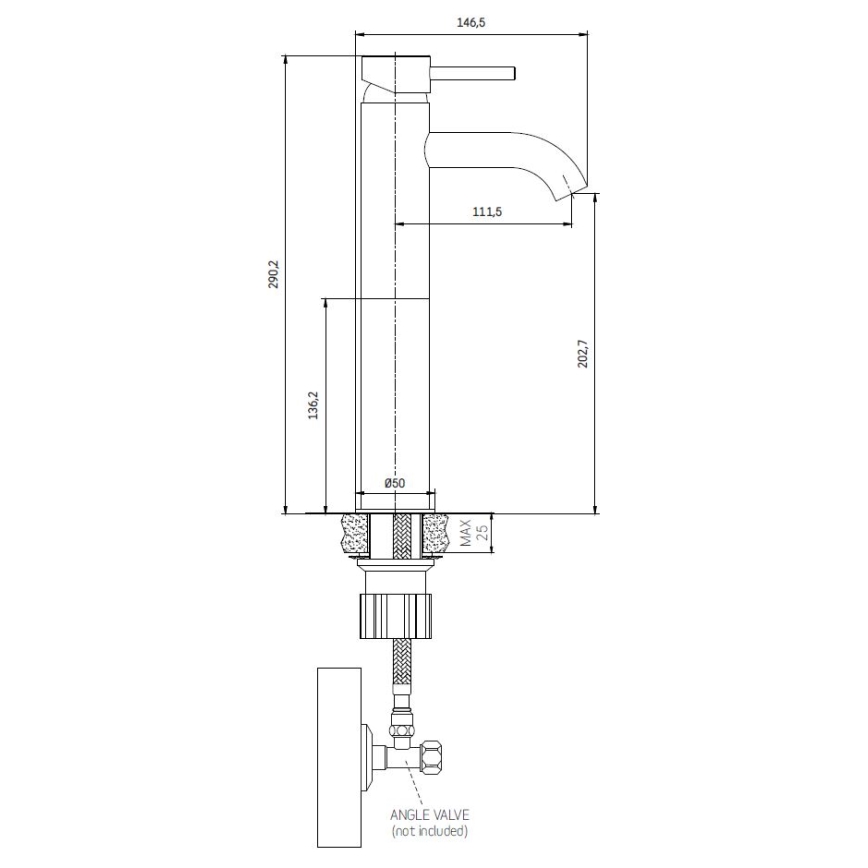 Grifo para lavabo DRAGOR 29 cm cromo brillante