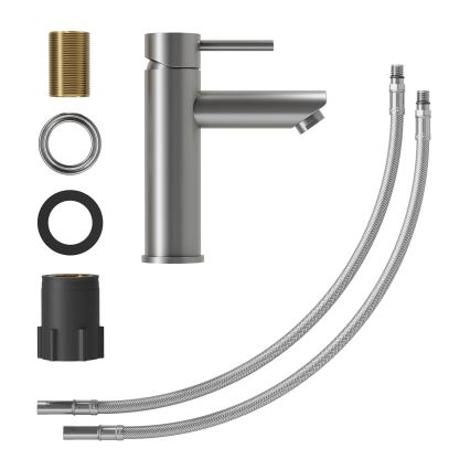 Grifo para lavabo RINGSTED 17,8 cm, gris con recubrimiento en polvo