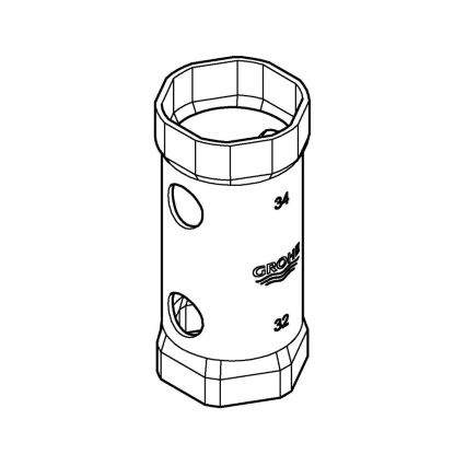 GROHE 19332000 - Llave de 34 mm, acabado cromado brillante