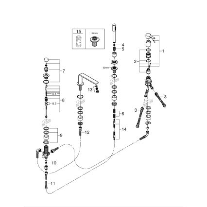 GROHE 19577001 - Mezclador para bañera de cuatro orificios LINEARE, cromo brillante