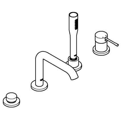 GROHE 19578001 - Conjunto monomando para bañera de 4 orificios ESSENCE 197 mm cromo brillante