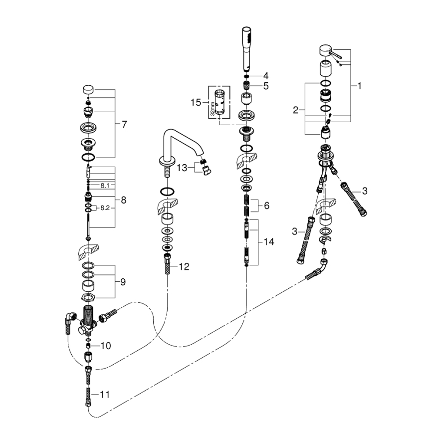 GROHE 19578DL1 - Conjunto para bañera de 4 agujeros ESSENCE, acabado en bronce