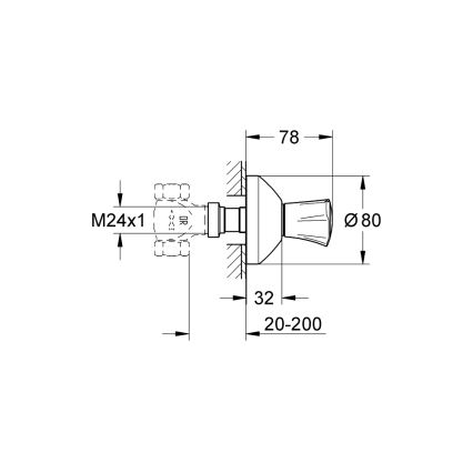 GROHE 19806001 - Pieza superior para válvula empotrada COSTA L 20-200 mm, cromo brillante