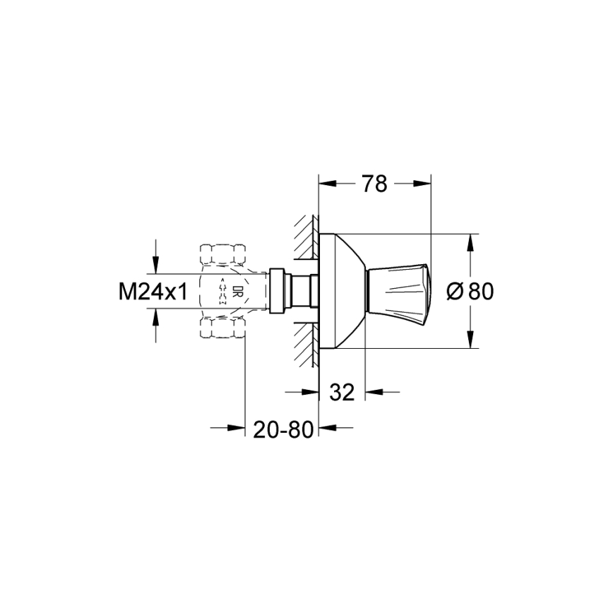 GROHE 19809001 - Tapa superior para válvula empotrada COSTA L, acabado cromo brillante