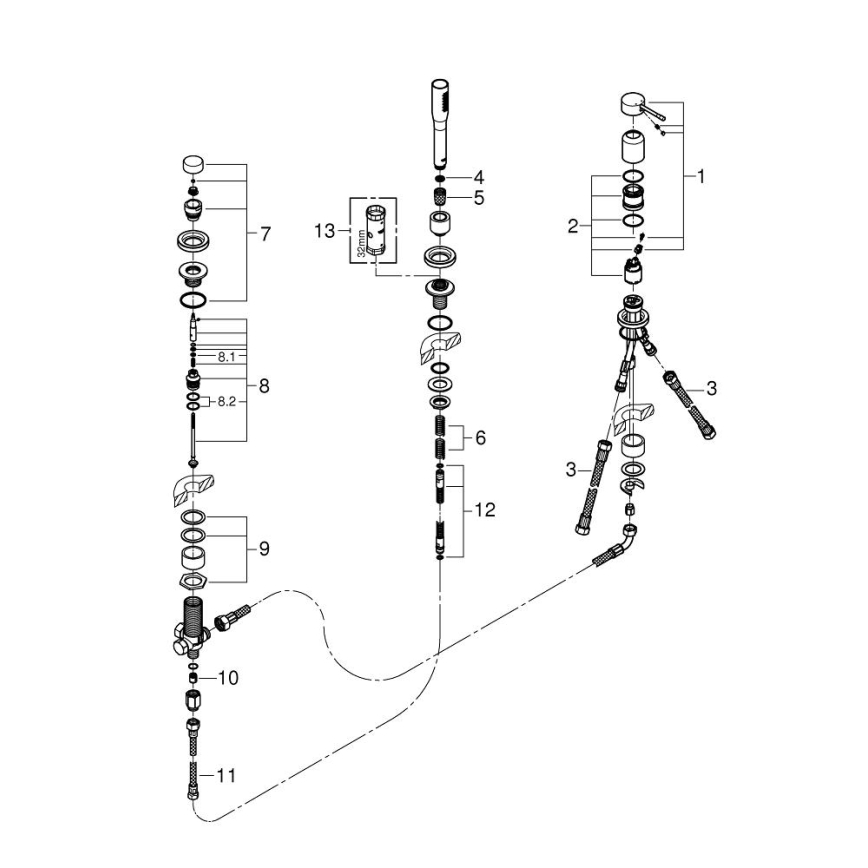 GROHE 19976001 - Mezclador para bañera de 3 orificios ESSENCE, cromo brillante