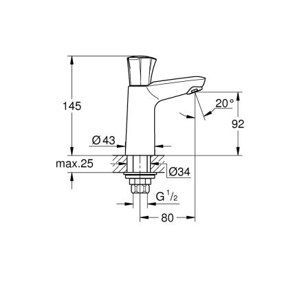 GROHE 20186001 - Válvula de montaje sobre encimera COSTA L DN 15 cromo brillante